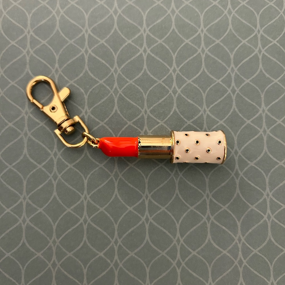Kate Spade x Target Red and Gold Lipstick Keychain/Bag charm NWOT - Picture 7 of 8